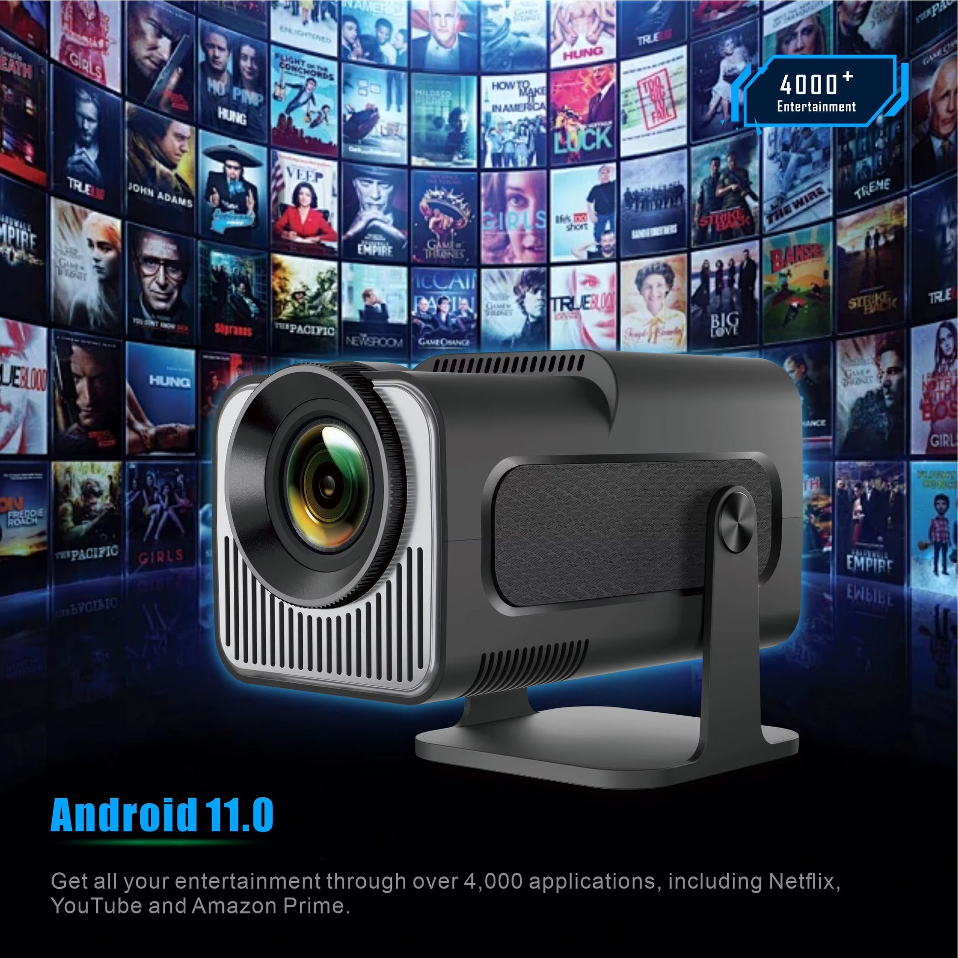 HY320 Mini Projector 720P Freestyle for SAMSUNG Xiaomi Android Iphone WIFI BT5.0 Cinema Portable 4K via HD with Handbag