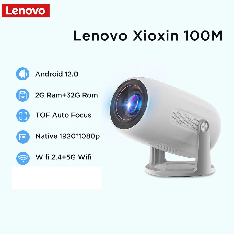 Lenovo Portable 4K Projector 100M Android 12 WIFI 6 TOF No-Sense Auto Focus Outdoor Full HD Projector Video Movie Home Theater