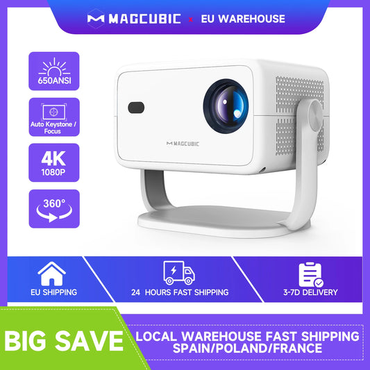 Native 1080P 650ANSI 4K Android11 L018 Projector with Auto Keystone Correction Focus Wifi6 BT5.2 Portable Movie Outdoor